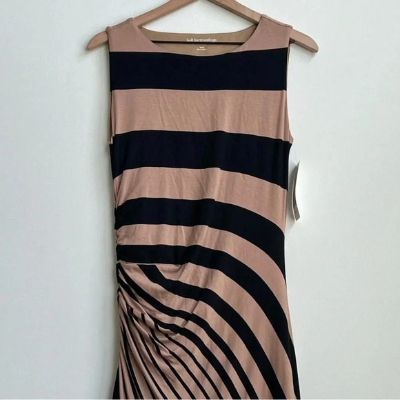 NWT Soft Surroundings “Here To Infinity” Striped Maxi Dress Black/Tan Small 6-8 - Picture 8 of 13